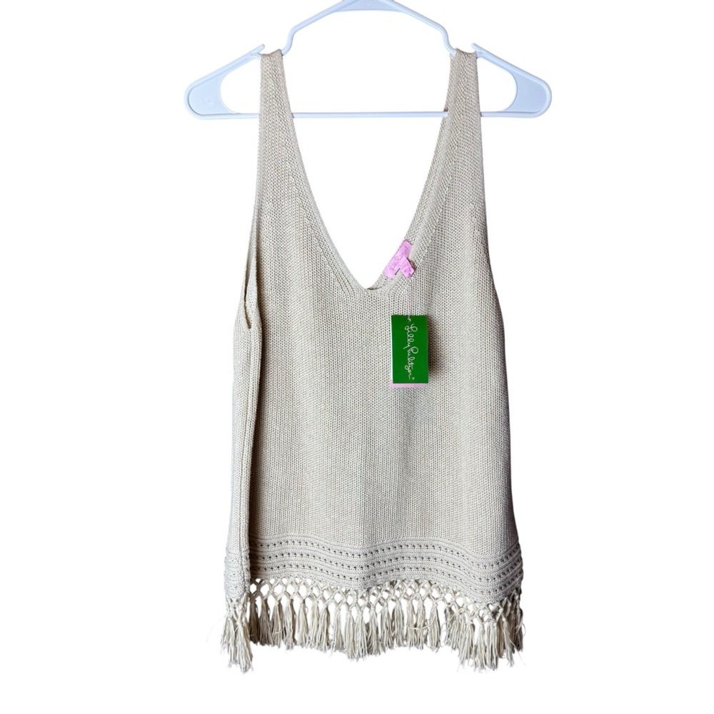 Lilly Pulitzer Dulce Sleeveless Sweater Sand Dune Metal XL